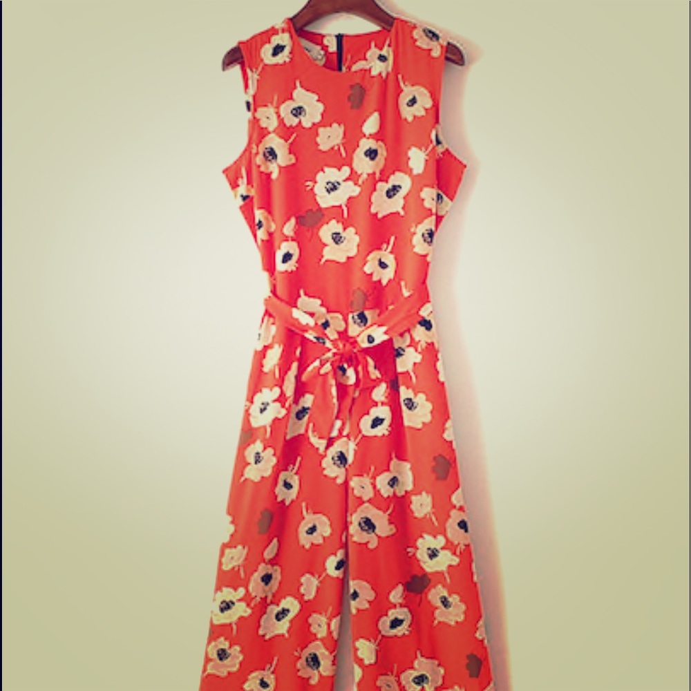 Sleeveless Wide Leg Crop Jumpsuit Romper Belted S